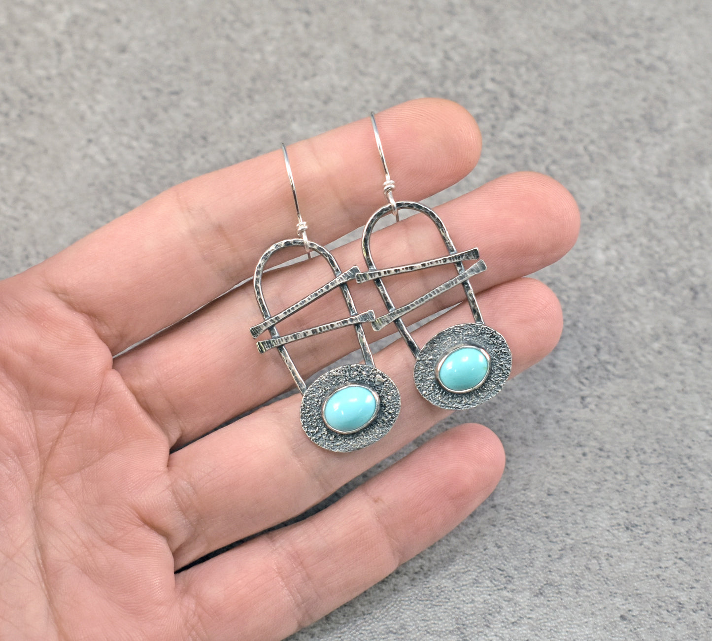 Turquoise and Sterling Silver Statement Dangle Earrings