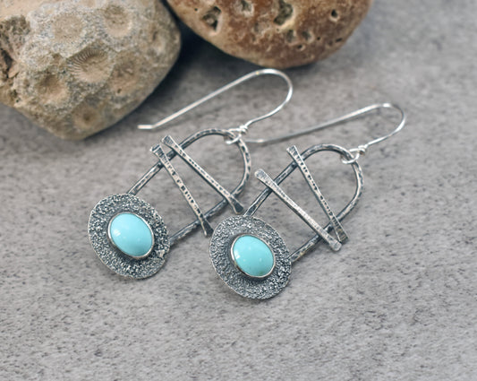 Turquoise and Sterling Silver Statement Dangle Earrings