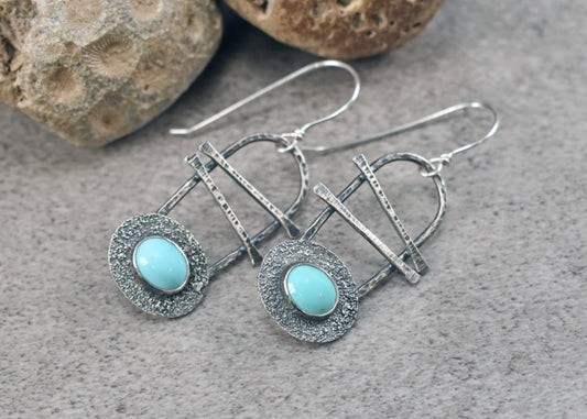 Turquoise and Sterling Silver Statement Dangle Earrings