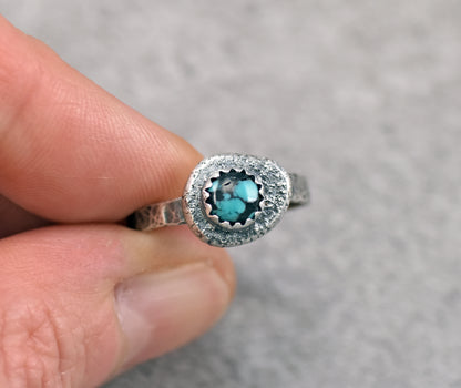 Turquoise Sterling Silver Ring Size 6.5, Artisan Silversmith Jewelry Handmade