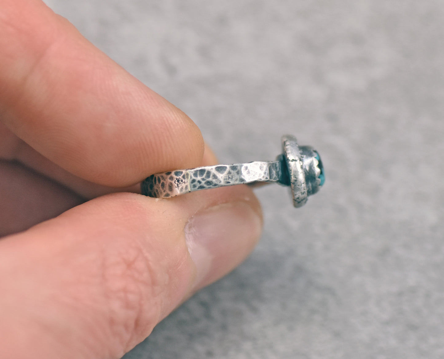 Turquoise Sterling Silver Ring Size 6.5, Artisan Silversmith Jewelry Handmade