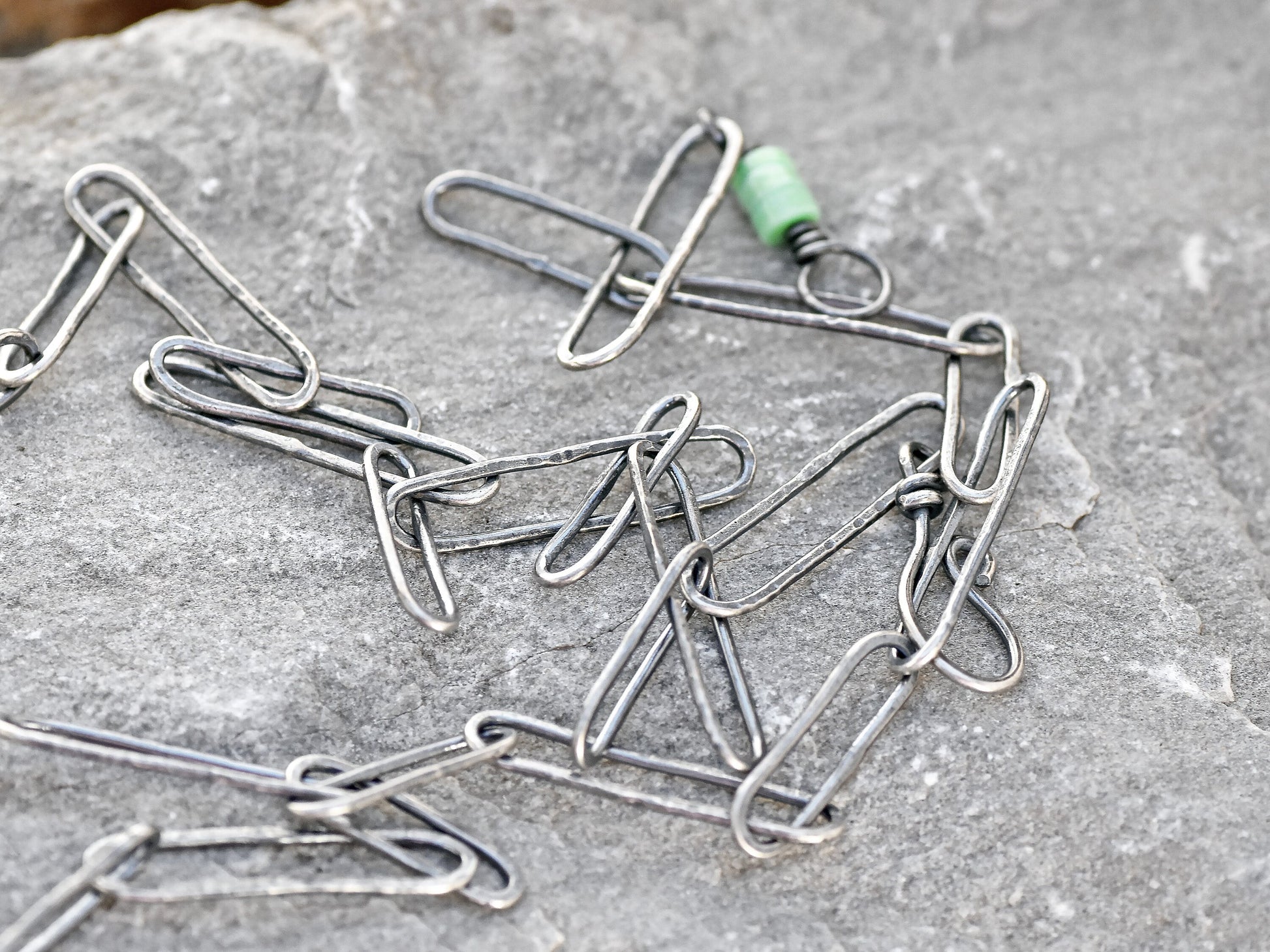 Variscite Necklace, Rustic Sterling Silver Artisan Pendant, Unique Green Stone, Organic Silversmith Jewelry, Metalsmith, Handmade Chain