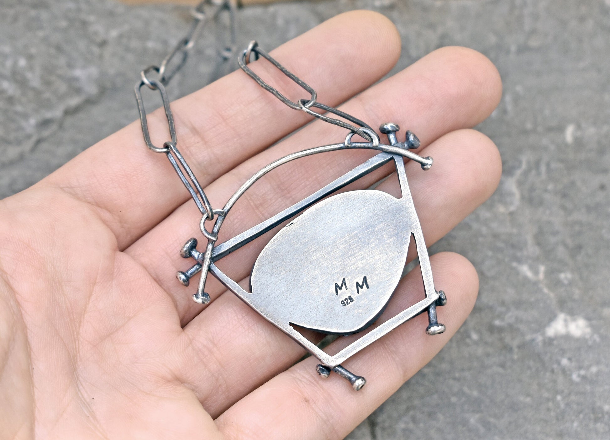 Variscite Necklace, Rustic Sterling Silver Artisan Pendant, Unique Green Stone, Organic Silversmith Jewelry, Metalsmith, Handmade Chain