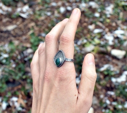 Green Onyx Sterling Silver Ring, Size 10, Rustic Silversmith Jewelry, Artisan Handmade, Unique Gemstone