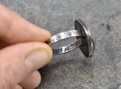 Green Onyx Sterling Silver Ring, Size 10, Rustic Silversmith Jewelry, Artisan Handmade, Unique Gemstone