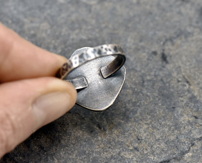 Green Onyx Sterling Silver Ring, Size 10, Rustic Silversmith Jewelry, Artisan Handmade, Unique Gemstone