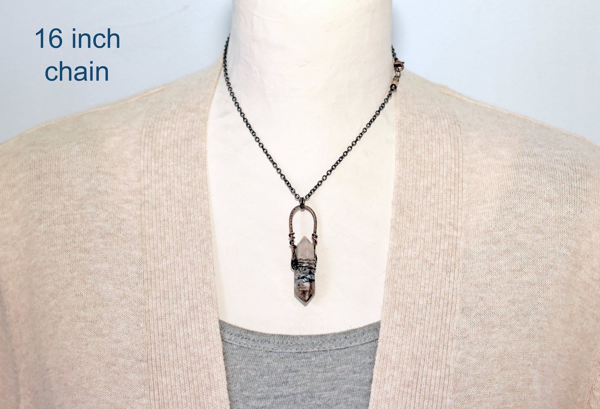 Pietersite Pendant, Double Terminated Natural Stone Necklace, Rustic Copper Wire Jewelry, Unique Earthy Gemstone