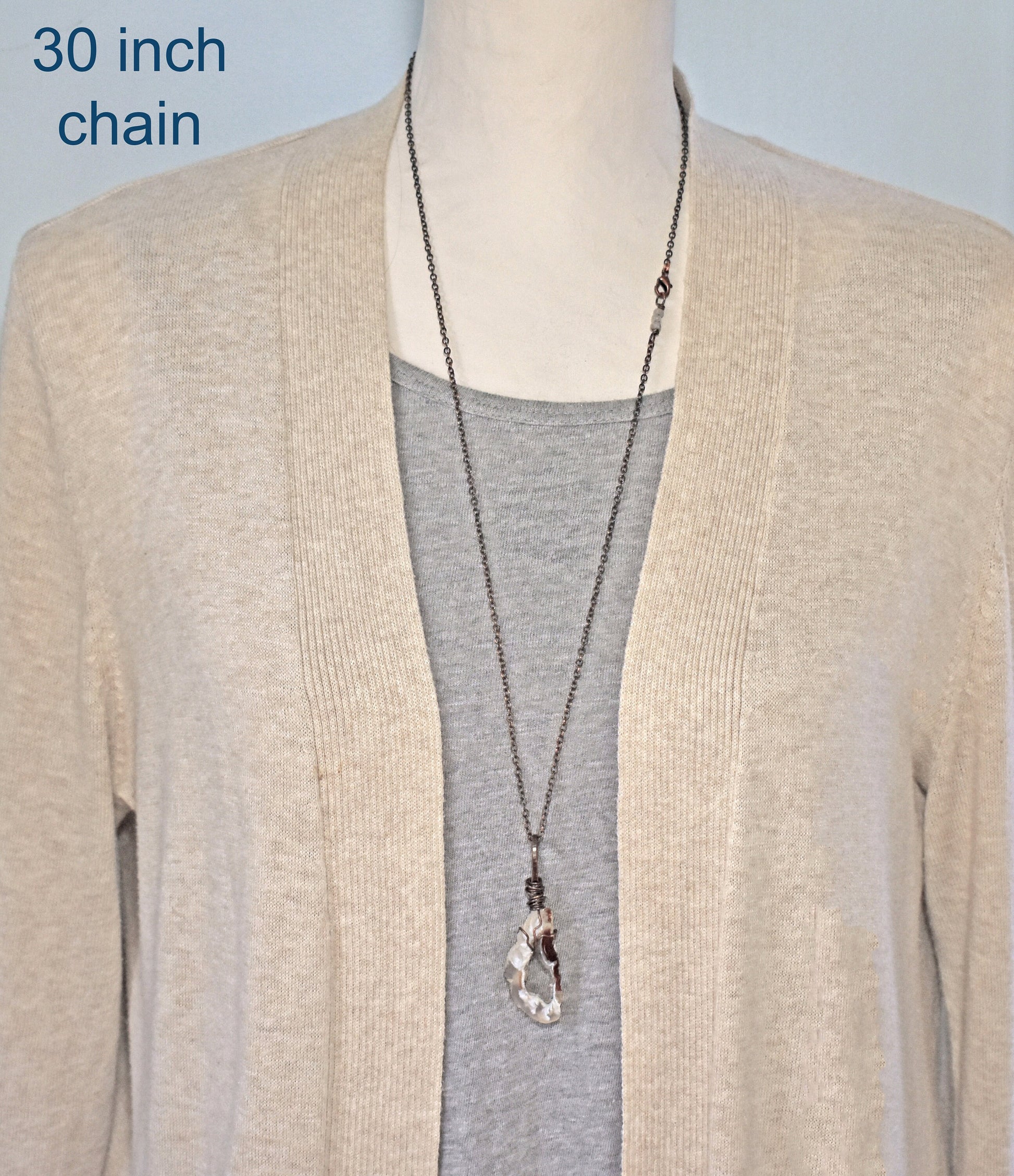 Oco Agate Druzy Necklace, Natural Crystal Black and White Stone Pendant, Copper Wire Gemstone Jewelry Handmade